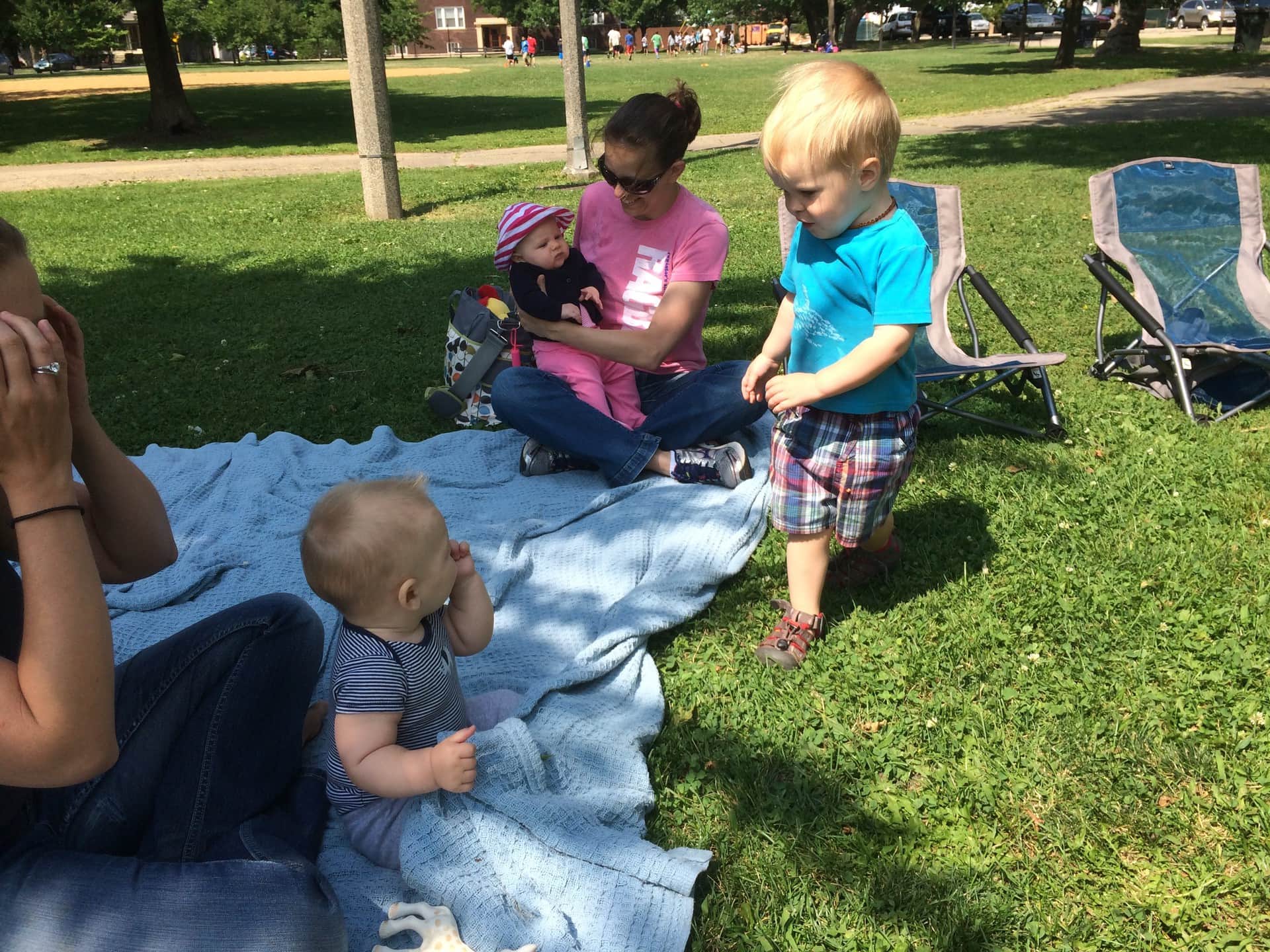 Building Community Meetup in the Park Green Diaper Babies