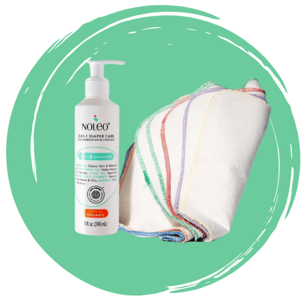 Noleo makes a great pair with cloth wipes for effective diaper changes.