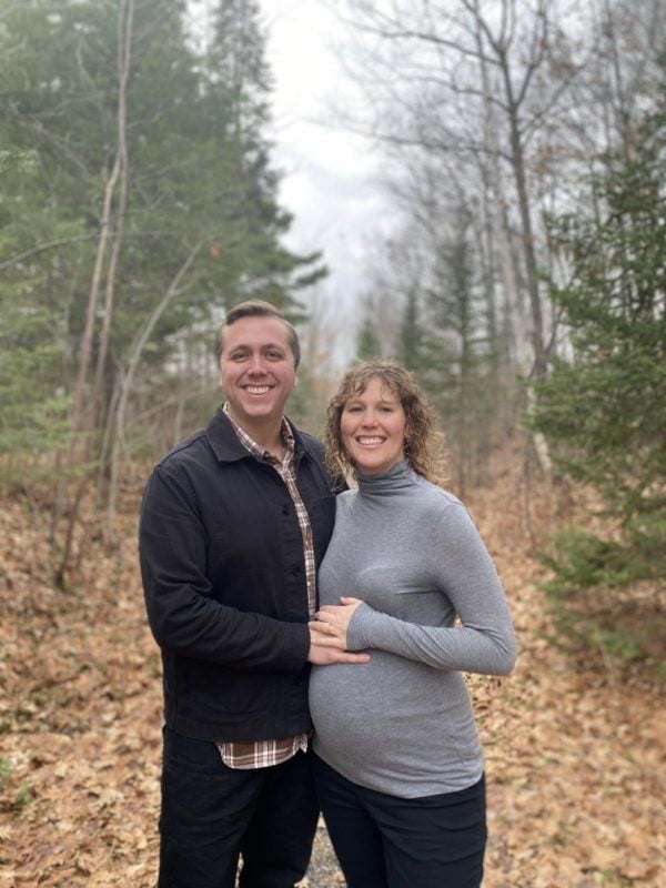 The owner of Green Diaper Babies, Shannon, and her husband. A maternity shot from their first pregnancy.