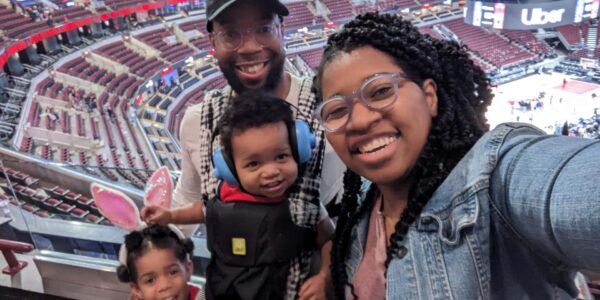 The Howard Family at a basketball game.